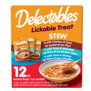 Delectables Lickable Treat Stew. 12 count variety pack.