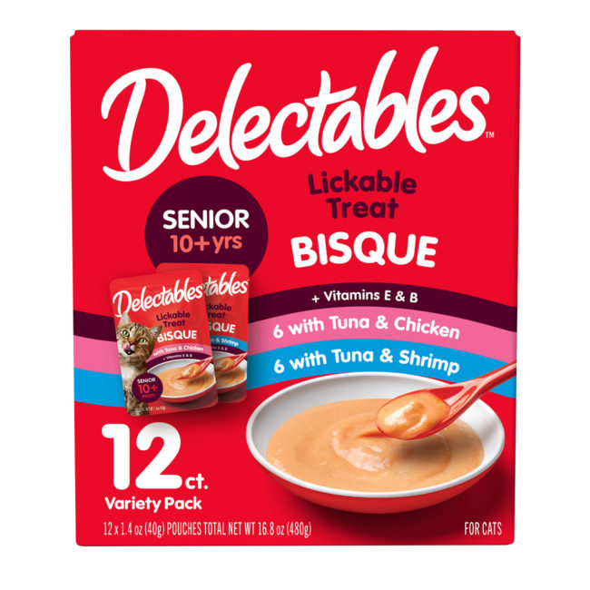 Delectables™ Lickable Treat – Bisque Senior 10+ Variety 12 Pack