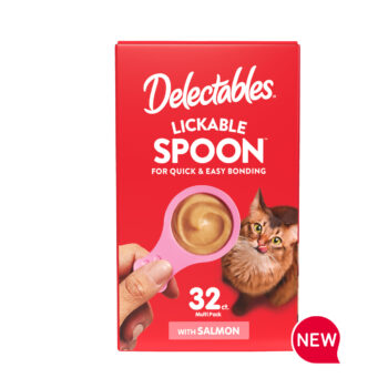 New! Delectables Lickable Spoon salmon hand held cat treat.