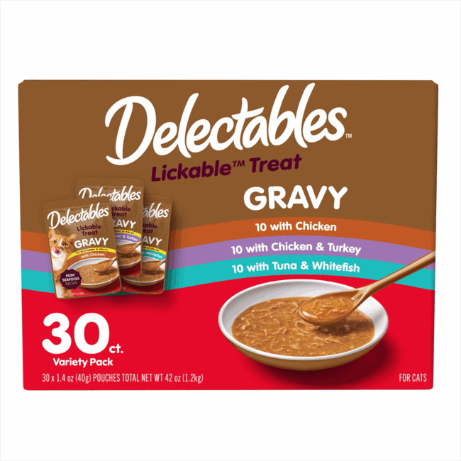 Delectables® Lickable™ Treat - Gravy Variety Pack – 30 Pack - front packaging
