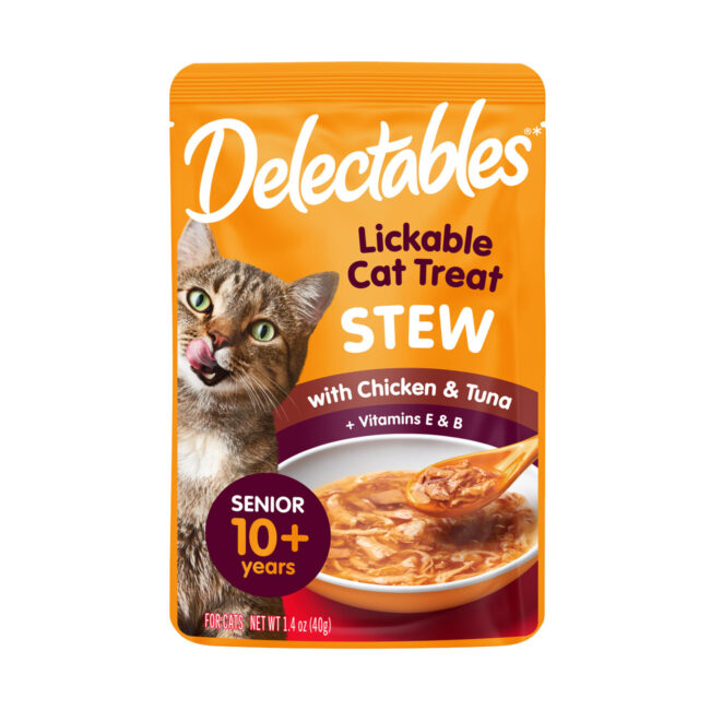 Delectables lickable cat treats stew.