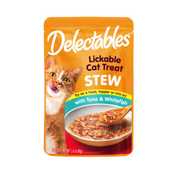 Delectables lickable wet cat treat, tuna and whitefish stew, 40 g pouch