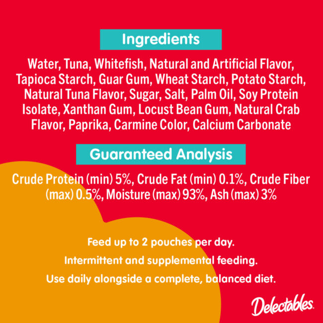 Delectables Lickable Treat - Stew Tuna & Whitefish, ingredients statement
