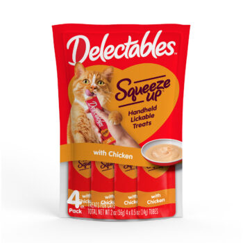 Delectables Squeeze Up lickable cat treats, chicken flavour, four tubes