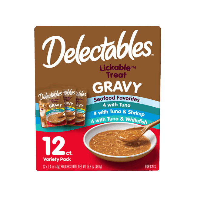 Delectables Lickable Treat - Gravy Seafood Favorites – 12 Pack