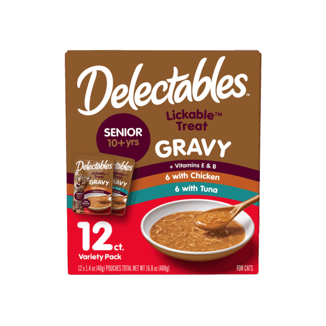 Delectables Lickable Treat - Gravy Senior 10+ - 12 Pack Variety