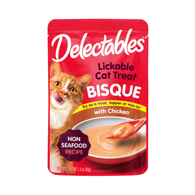 Delectables lickable wet cat treat, smooth chicken bisque, 40 g pouch