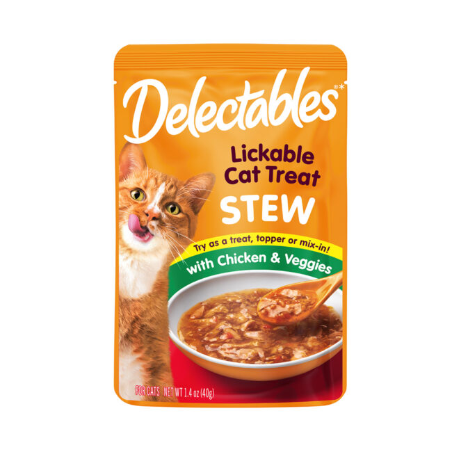 Delectables lickable wet cat treat, chicken and vegetable stew, 40 g pouch