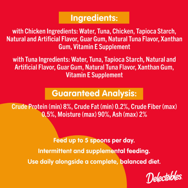 Lickable Spoons chicken and tuna variety pack ingredients.